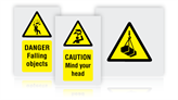 Overhead hazard warning signs