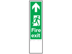 Fire exit, running man right, arrow ahead sign.