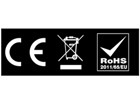 WEEE, CE and RoHS symbol labels.