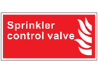 Sprinkler control valve symbol and text safety sign.