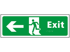 Exit, running man, arrow left sign.