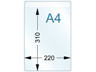 Document pocket, A4 vertical, with self adhesive fixing