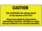 Distribution board BS 7671 label