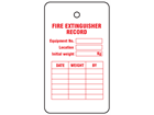 Fire extinguisher record tag.