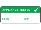 Appliance tested label equipment label.