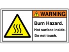 Warning burn hazard label