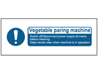 Vegetable paring machine safety label.