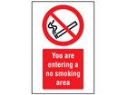 You are entering a no smoking area symbol and text safety sign.