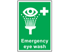 Emergency eye wash symbol and text sign.