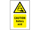 Caution battery acid symbol and text safety sign.