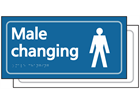 Male changing room sign.