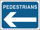 Pedestrian, arrow left temporary road sign.