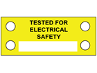 Tested for electrical safety cable tie tag.