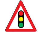 Traffic lights temporary road sign.