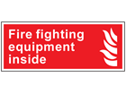 Fire fighting equipment inside symbol and text sign