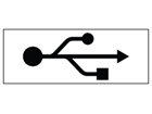 USB symbol label.