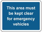 This area must be kept clear for emergency vehicles sign