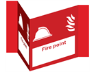 Fire point projecting safety sign.