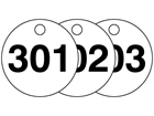 Plastic valve tags, numbered 301-325