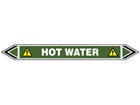 Hot water flow marker label.