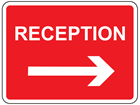 Reception, arrow right sign