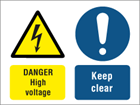 Danger High voltage, Keep clear safety sign.