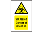 Warning danger of infection symbol and text safety sign.