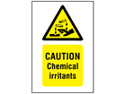 Caution chemical irritants symbol and text safety sign.