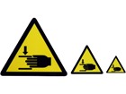 Finger trap symbol warning label.