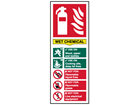 Wet chemical fire extinguisher safety sign.