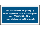 NHS smoking helpline sign