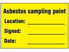 Asbestos sampling point location safety label.