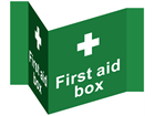 First aid box projecting safety sign.