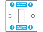 'Switch Off After Use' Light Switch Labels