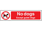 No dogs except guide dogs, mini safety sign.