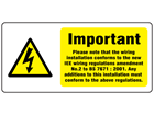 Single phase alteration or extension BS 7671 label