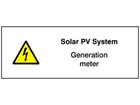 Solar PV system, generation meter PV hazard label