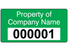 Assetmark+ serial number label (text on colour), 19mm x 38mm