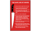 Safe use of knives safety sign.