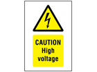 Caution High voltage symbol and text safety sign.