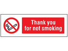 Thank you for not smoking safety sign.