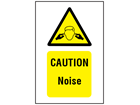 Caution noise symbol and text safety sign.