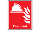 Fire point symbol and text safety sign.