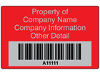 Scanmark foil barcode label (text on colour), 32mm x 50mm