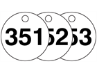 Plastic valve tags, numbered 351-375