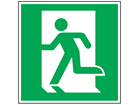 Fire exit symbol safety sign, facing left.