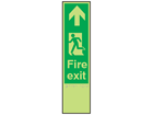 Fire exit, running man left fingerplate photoluminescent sign.
