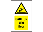 Caution, Wet floor symbol and text safety sign.