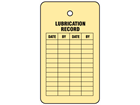 Lubrication record tag.