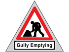 Men at work, gully emptying roll up road sign